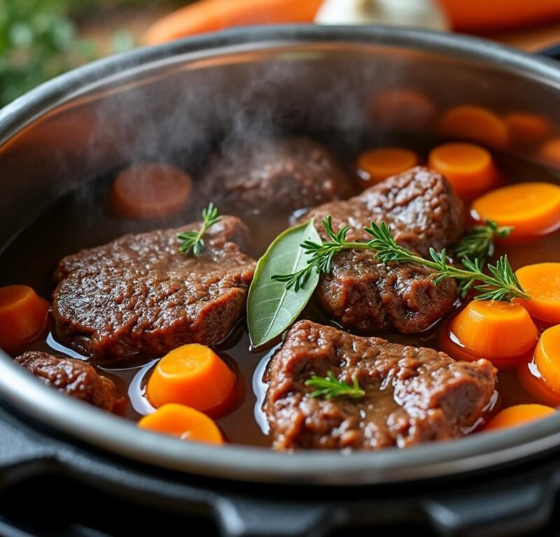 apprenez à préparer un ragoût de bœuf et carottes savoureux et tendre en utilisant un autocuiseur, pour un repas rapide et réconfortant.