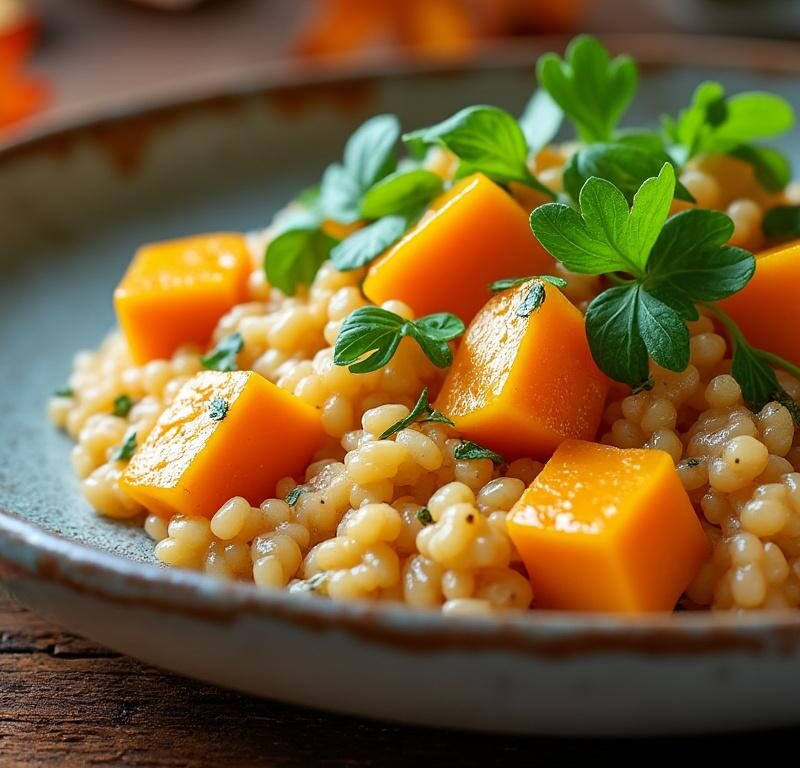découvrez notre recette gourmande de risotto automnal au cresson et potimarron, un plat savoureux et réconfortant à tester absolument cet automne.