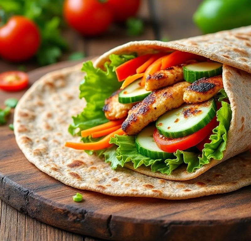 découvrez une recette facile pour préparer un wrap sain au poulet et légumes croquants, parfait pour un repas rapide et équilibré.