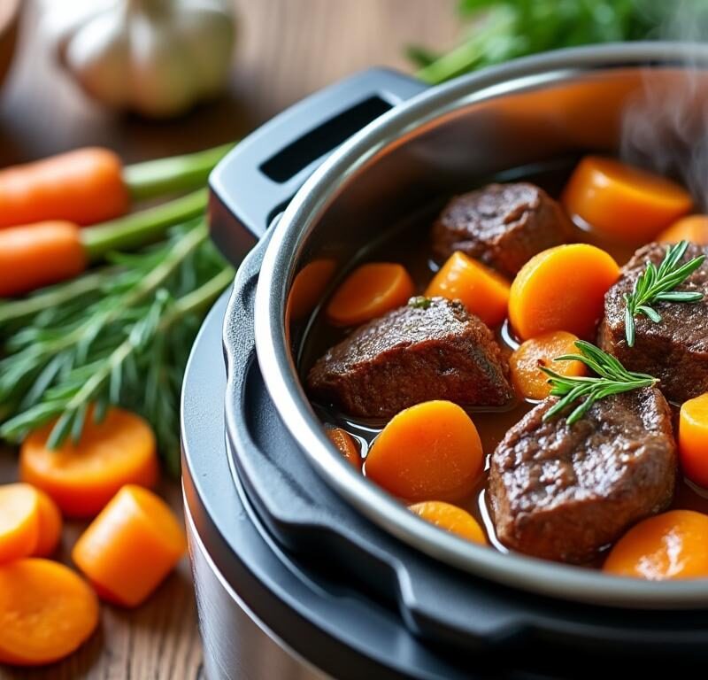 découvrez une recette rapide et savoureuse de bœuf aux carottes sans vin, préparée facilement à la cocotte-minute pour un plat délicieux et réconfortant en un rien de temps.