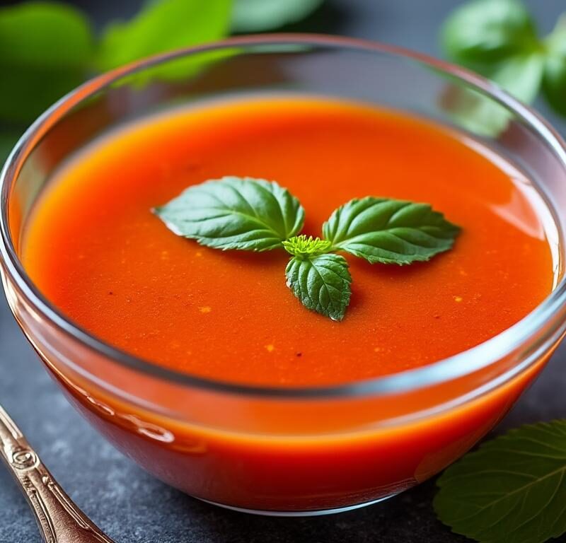 savourez le gaspacho andalou, une délicieuse soupe froide à base de tomates et poivrons, idéale pour une pause fraîcheur et pleine de saveurs méditerranéennes.