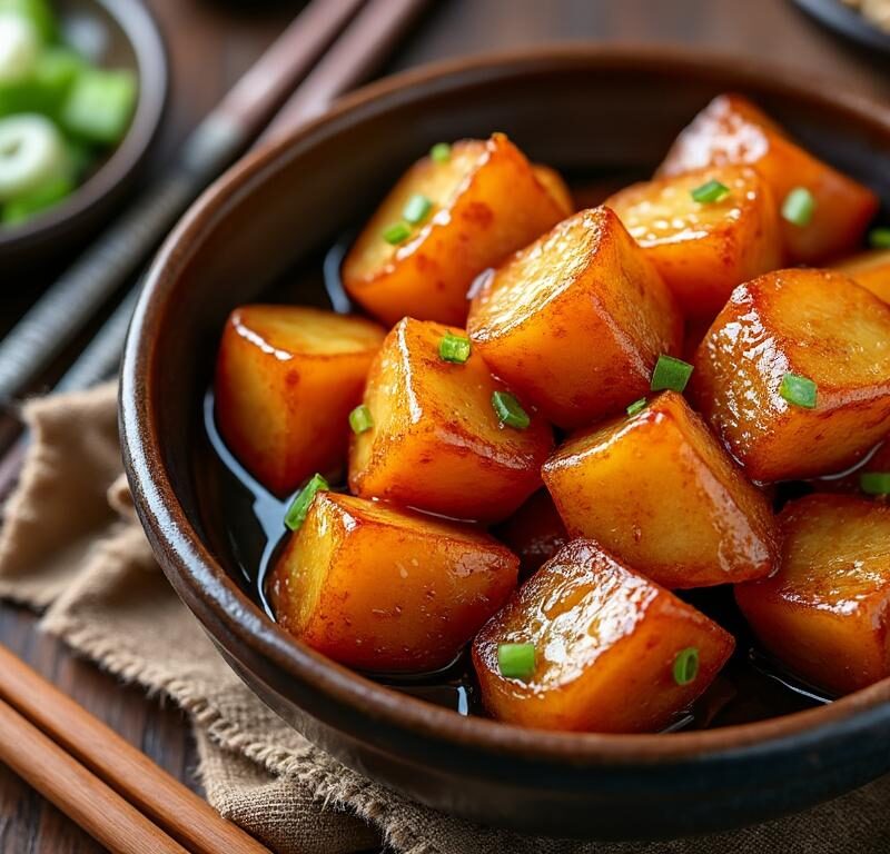 découvrez la recette authentique de gamja jorim, les pommes de terre sautées à la coréenne, faciles et savoureuses pour apporter une touche exotique à votre cuisine.