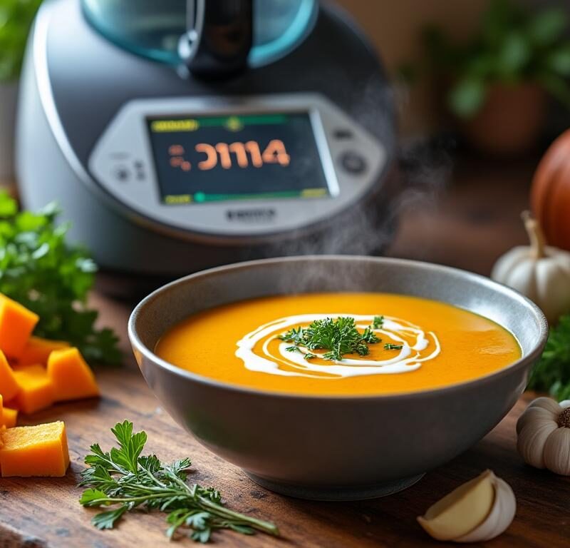 découvrez une recette facile et gourmande pour préparer une délicieuse soupe de potiron avec votre thermomix. parfaite pour les soirées d'automne, rapide et savoureuse.